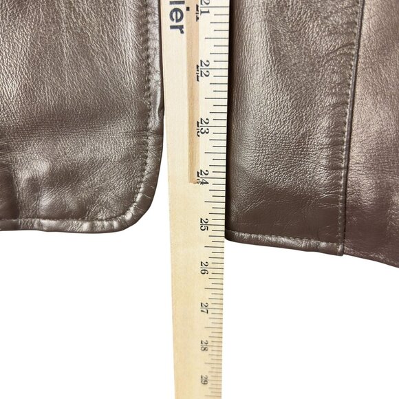 Style & Co.Petite Genuine Metallic Leather Jacket  Womens L Antique Gold Lined - Picture 9 of 10